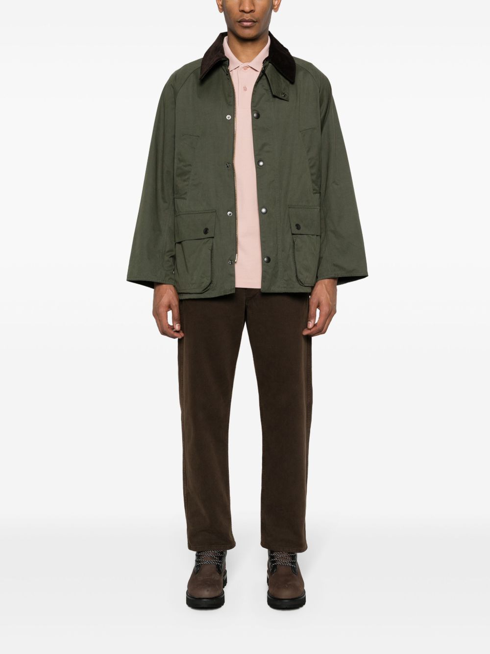 Giacca Bedale con collo a contrasto in verde e marrone Barbour - uomo 
