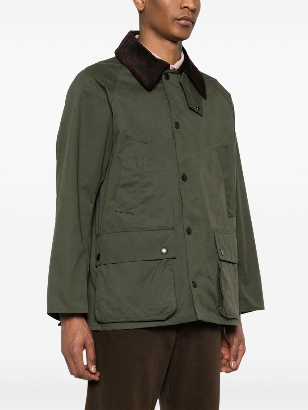 Giacca Bedale con collo a contrasto in verde e marrone Barbour - uomo 