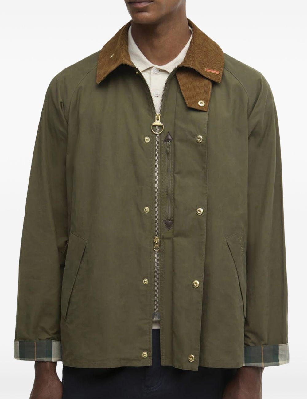Giacca con colletto a coste in verde Barbour - uomo 