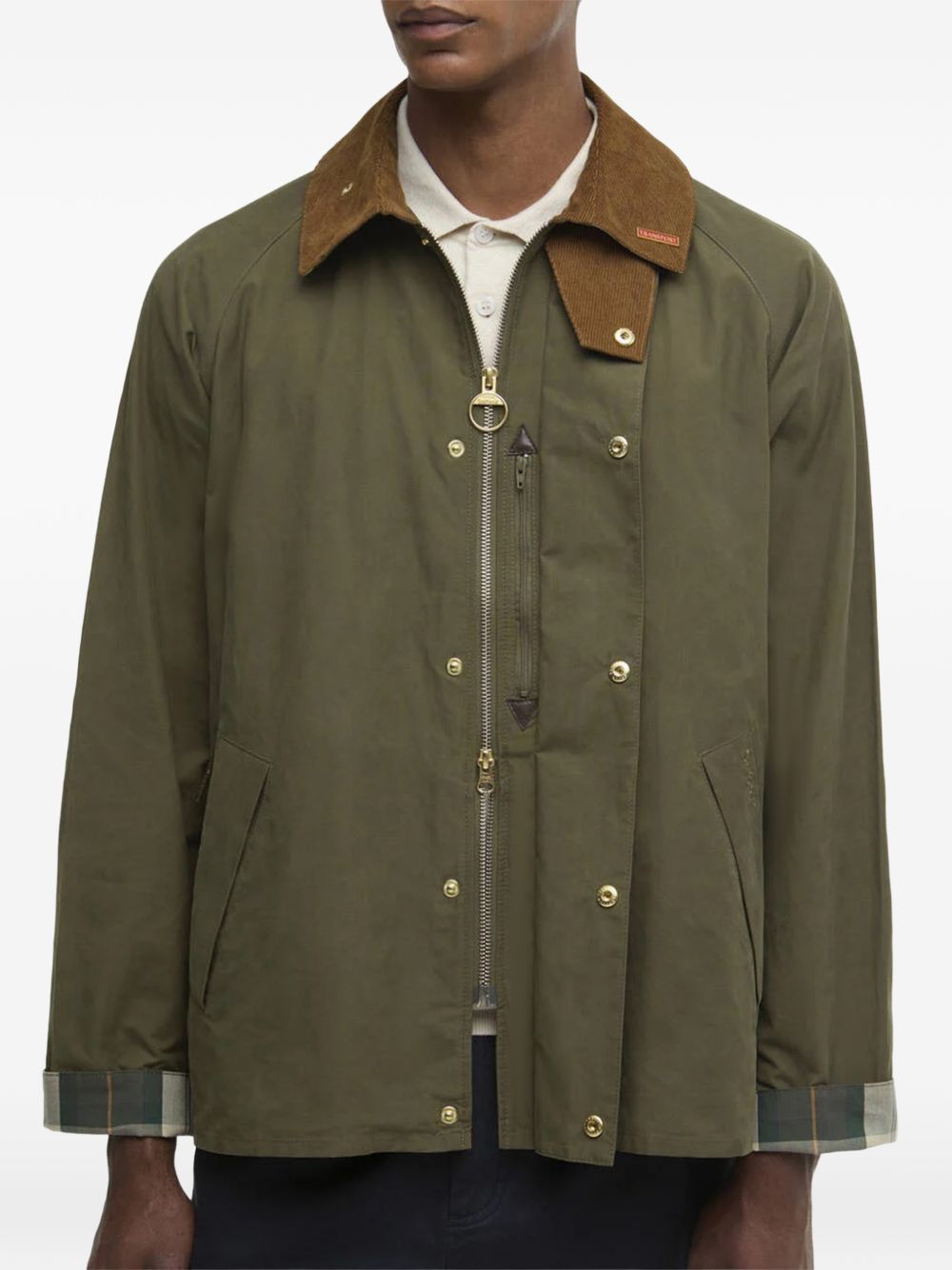 Giacca con colletto a coste in verde Barbour - uomo 