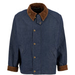 Giacca denim con colletto a coste in blu e marrone Barbour - uomo 