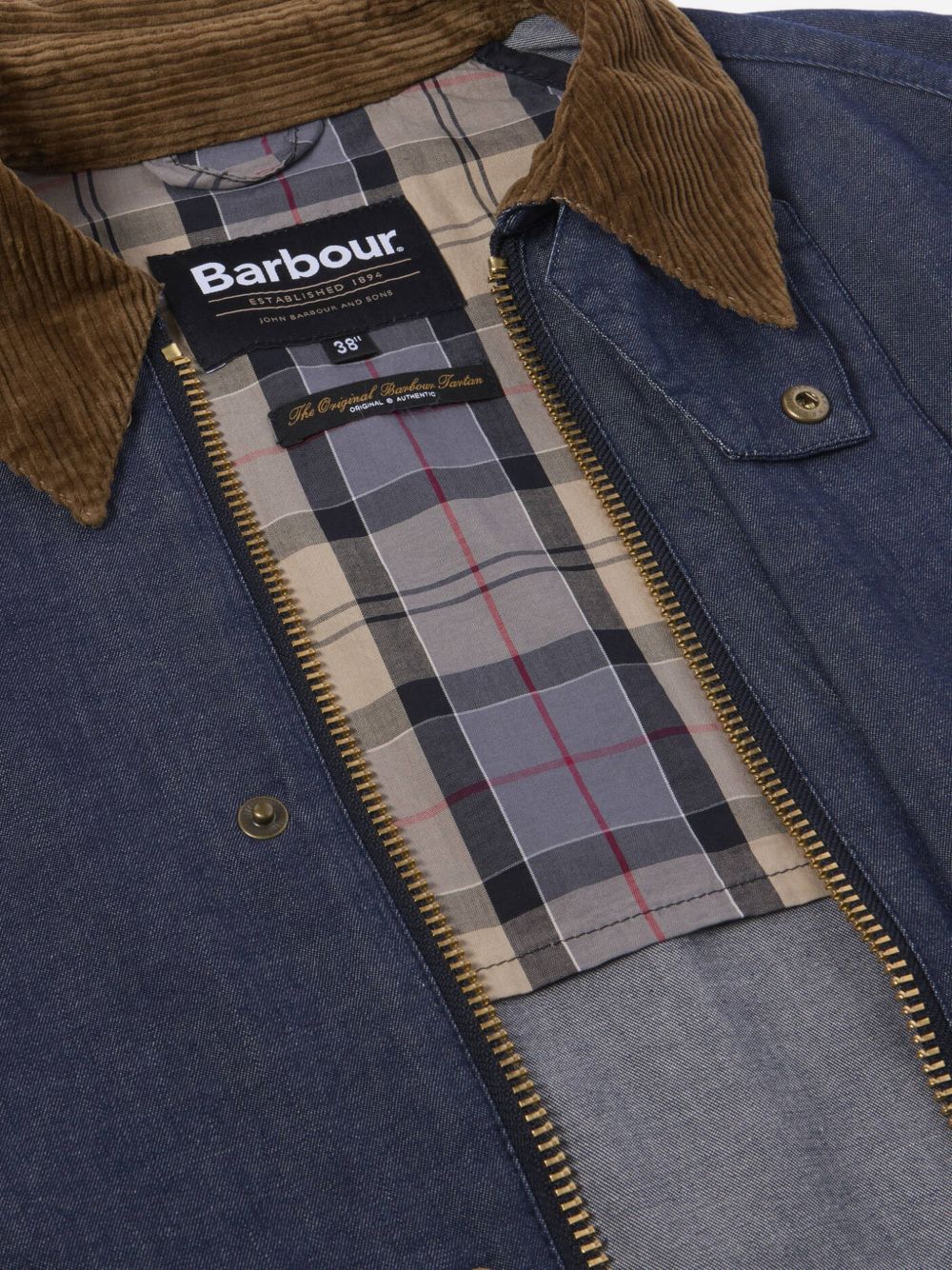 Giacca denim con colletto a coste in blu e marrone Barbour - uomo 