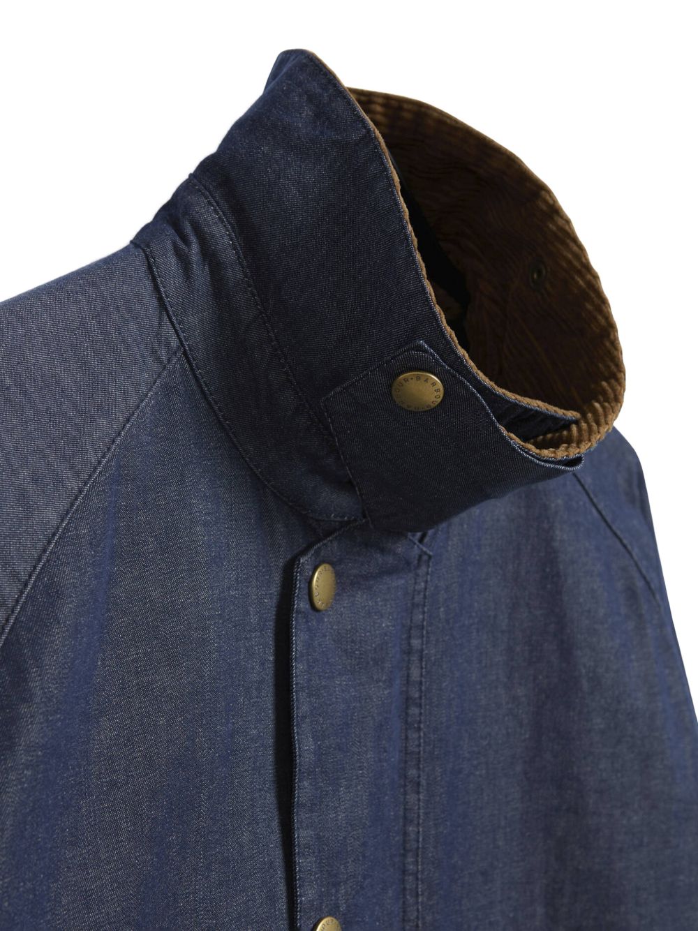 Giacca denim con colletto a coste in blu e marrone Barbour - uomo 