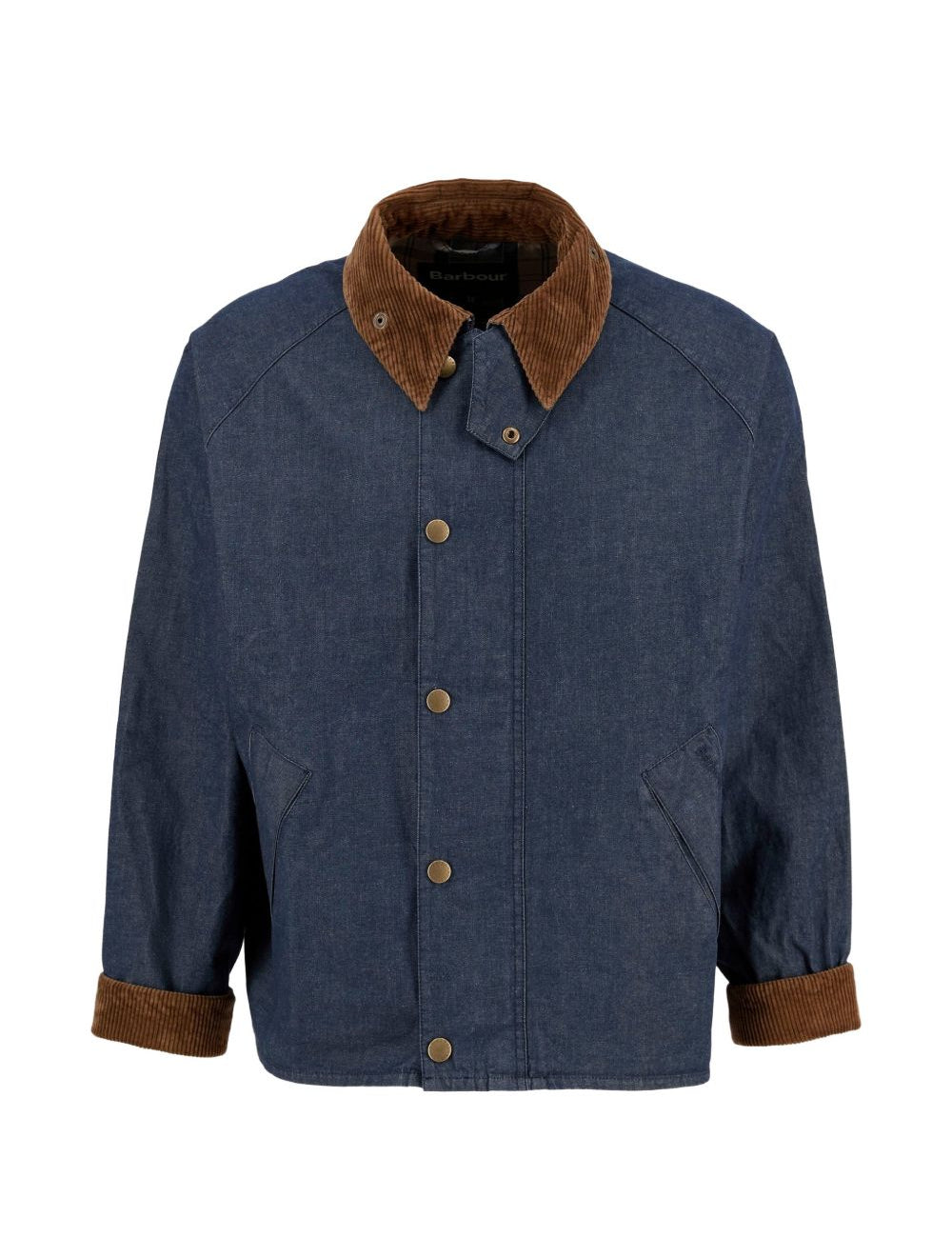 Giacca denim con colletto a coste in blu e marrone Barbour - uomo 