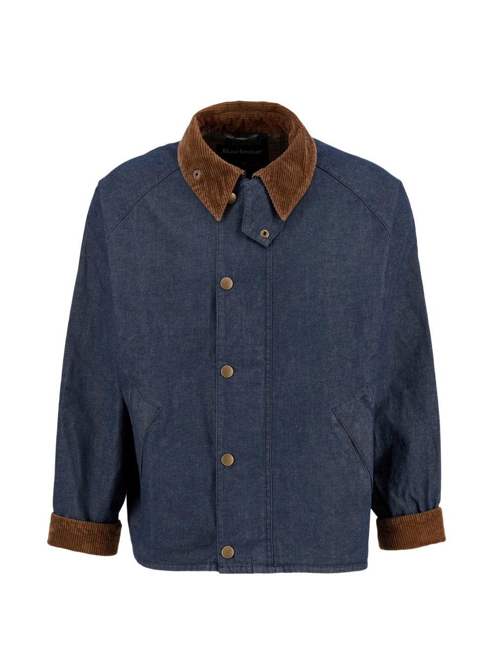 Giacca denim con colletto a coste in blu e marrone Barbour - uomo 