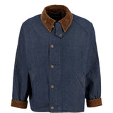 Giacca denim con colletto a coste in blu e marrone Barbour - uomo 