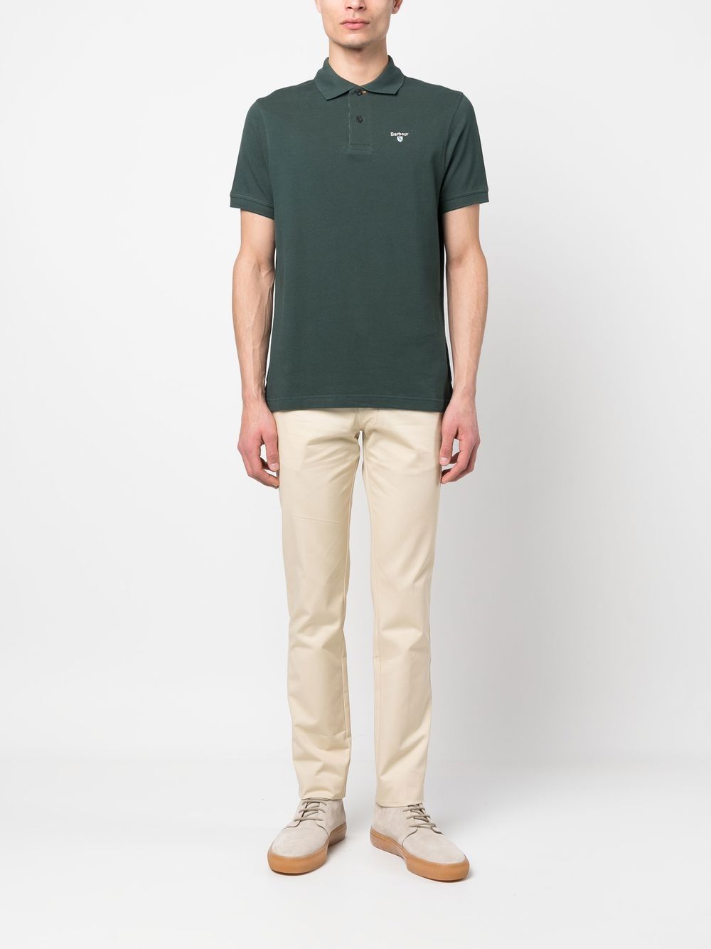 Polo con logo in verde Barbour - uomo 