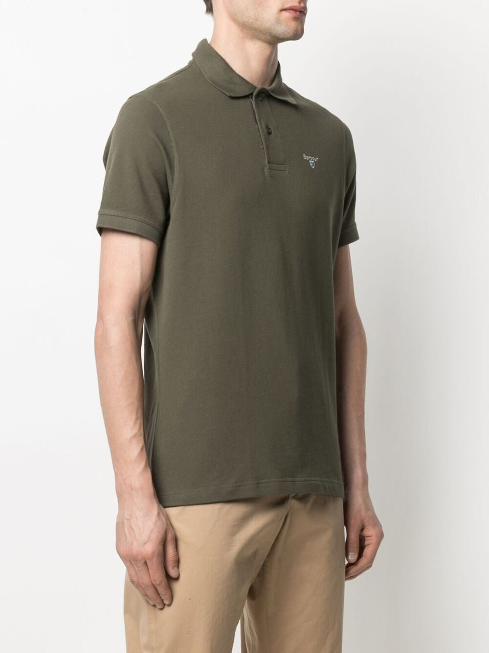 Polo con ricamo in verde oliva - BARBOUR uomo 