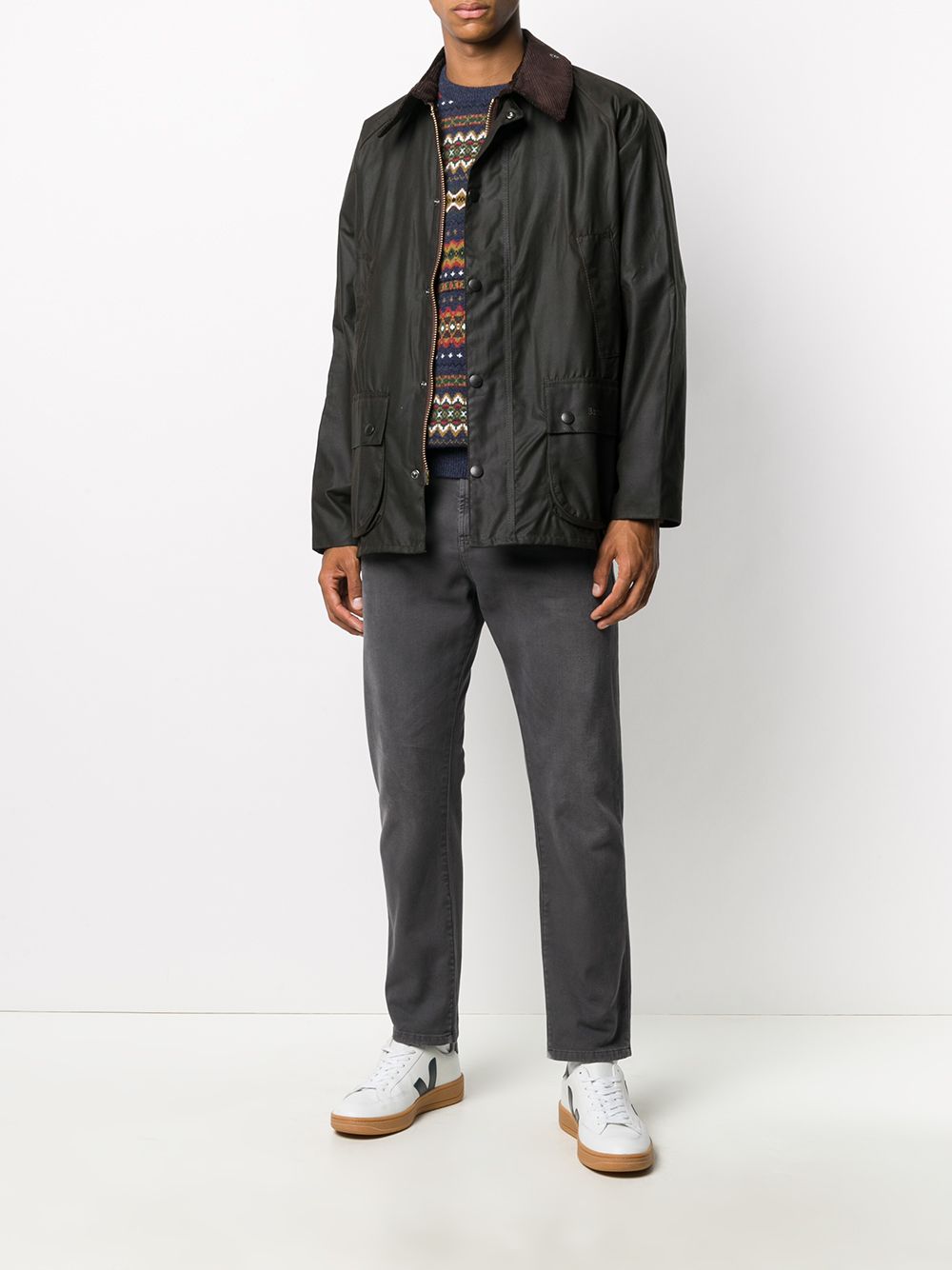Giacca con chiusura a pressione Bedale in olive Barbour - uomo 