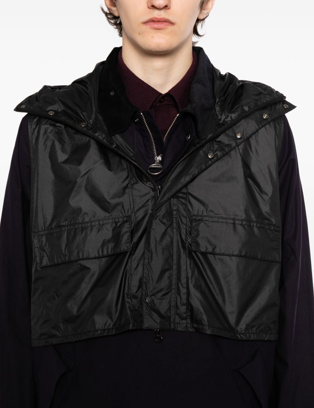 Giacca smock con cappuccio in nero Barbour x kaptain sunshine - uomo 