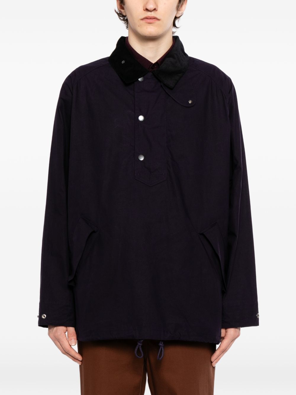 Giacca smock con cappuccio in nero Barbour x kaptain sunshine - uomo 