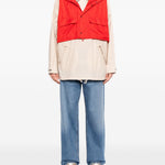 Giacca smock con cappuccio in bianco e rosso Barbour x kaptain sunshine - uomo 