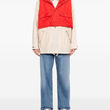 Giacca smock con cappuccio in bianco e rosso Barbour x kaptain sunshine - uomo 
