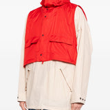 Giacca smock con cappuccio in bianco e rosso Barbour x kaptain sunshine - uomo 