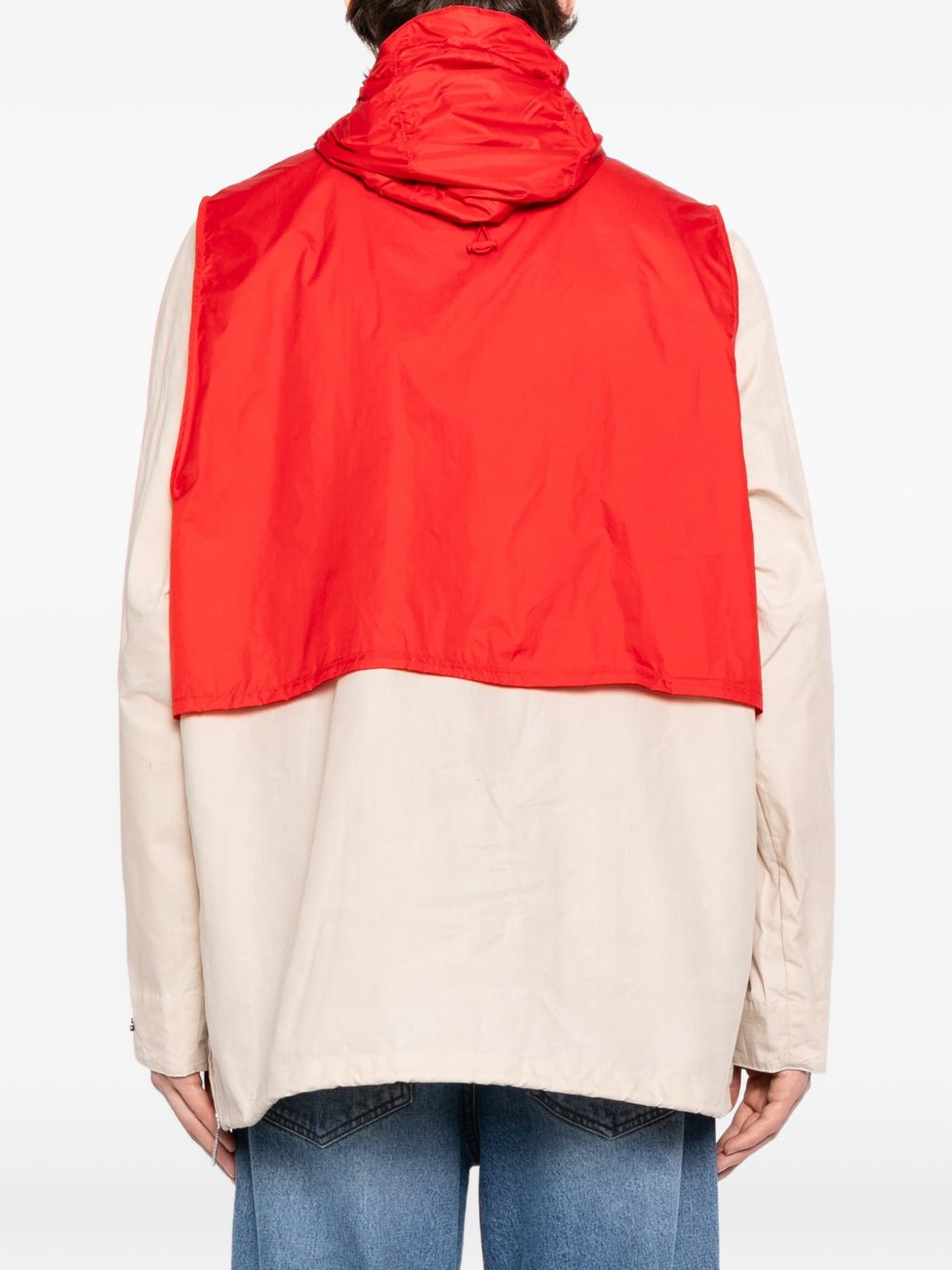 Giacca smock con cappuccio in bianco e rosso Barbour x kaptain sunshine - uomo 