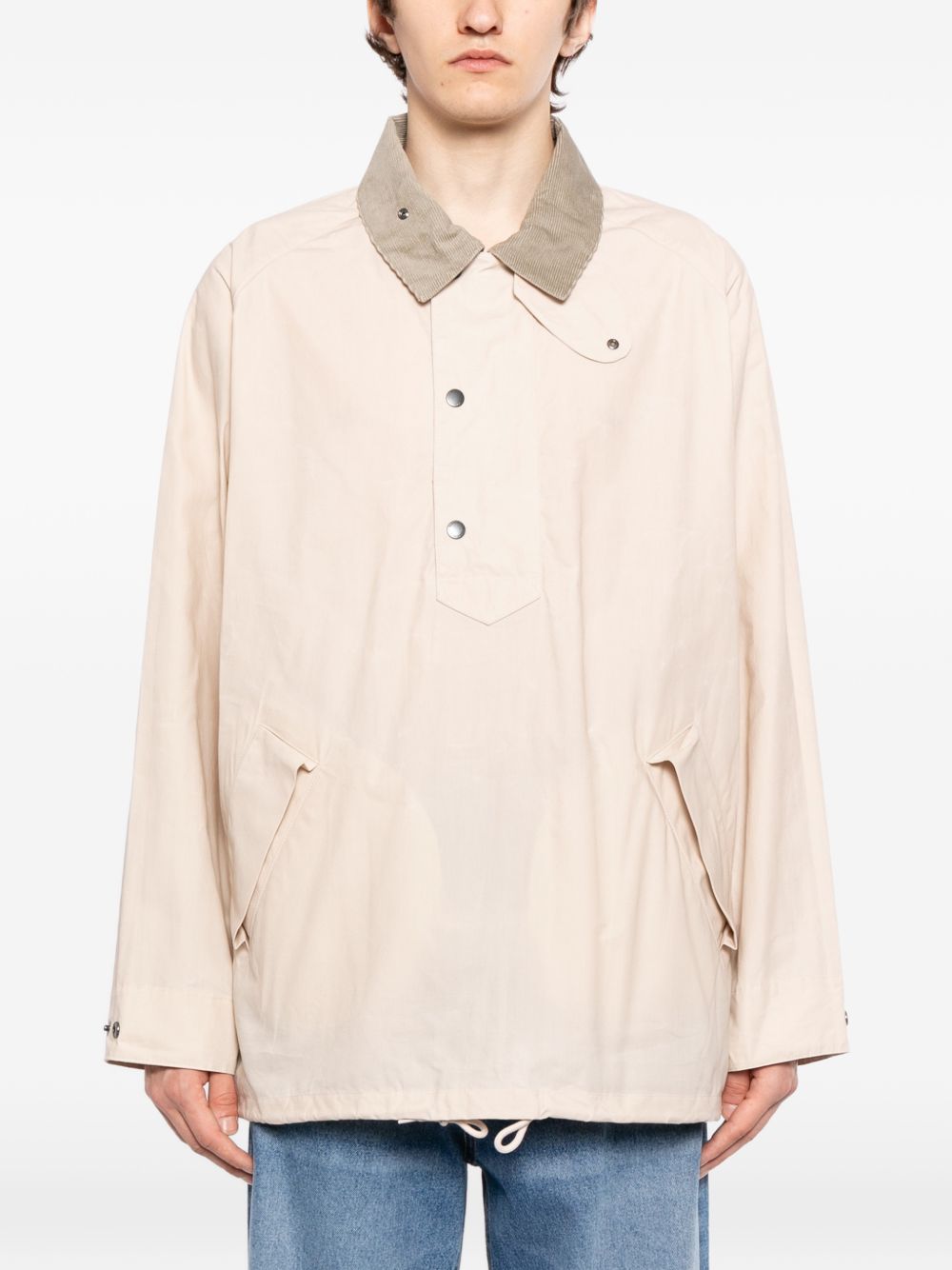 Giacca smock con cappuccio in bianco e rosso Barbour x kaptain sunshine - uomo 