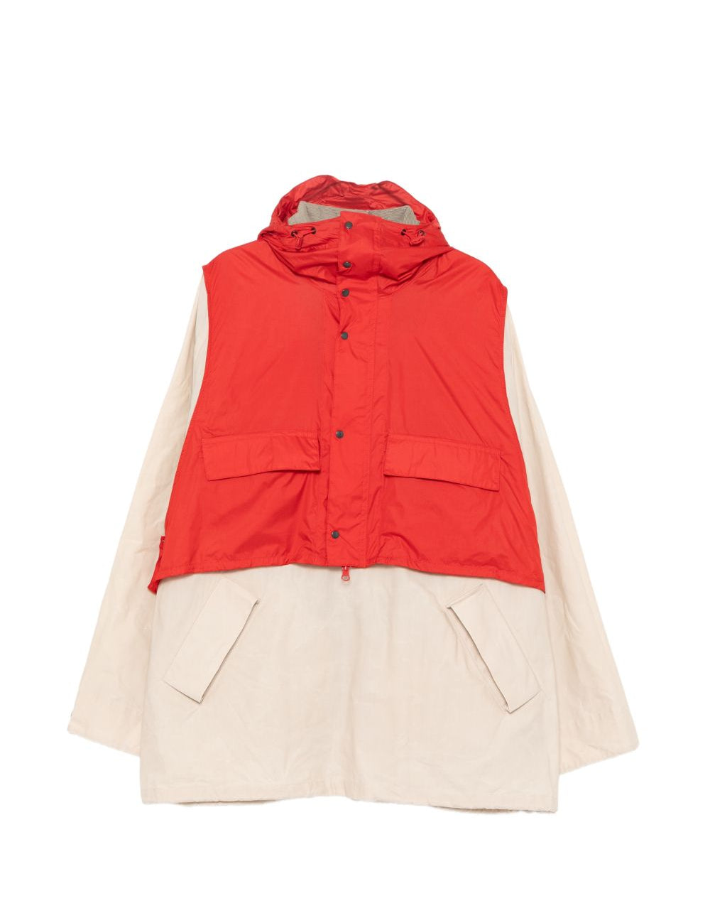 Giacca smock con cappuccio in bianco e rosso Barbour x kaptain sunshine - uomo 