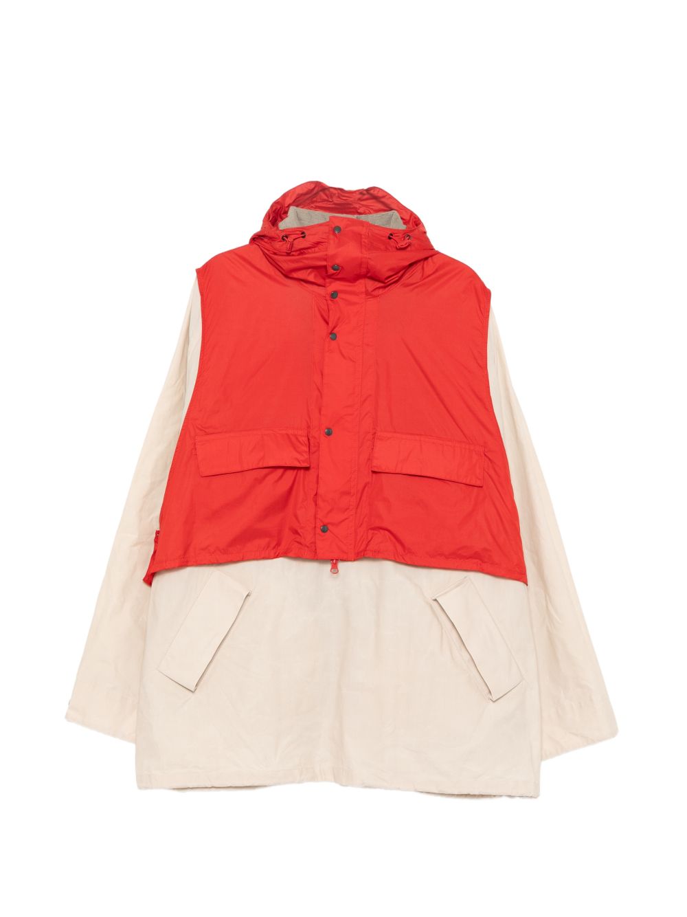Giacca smock con cappuccio in bianco e rosso Barbour x kaptain sunshine - uomo 