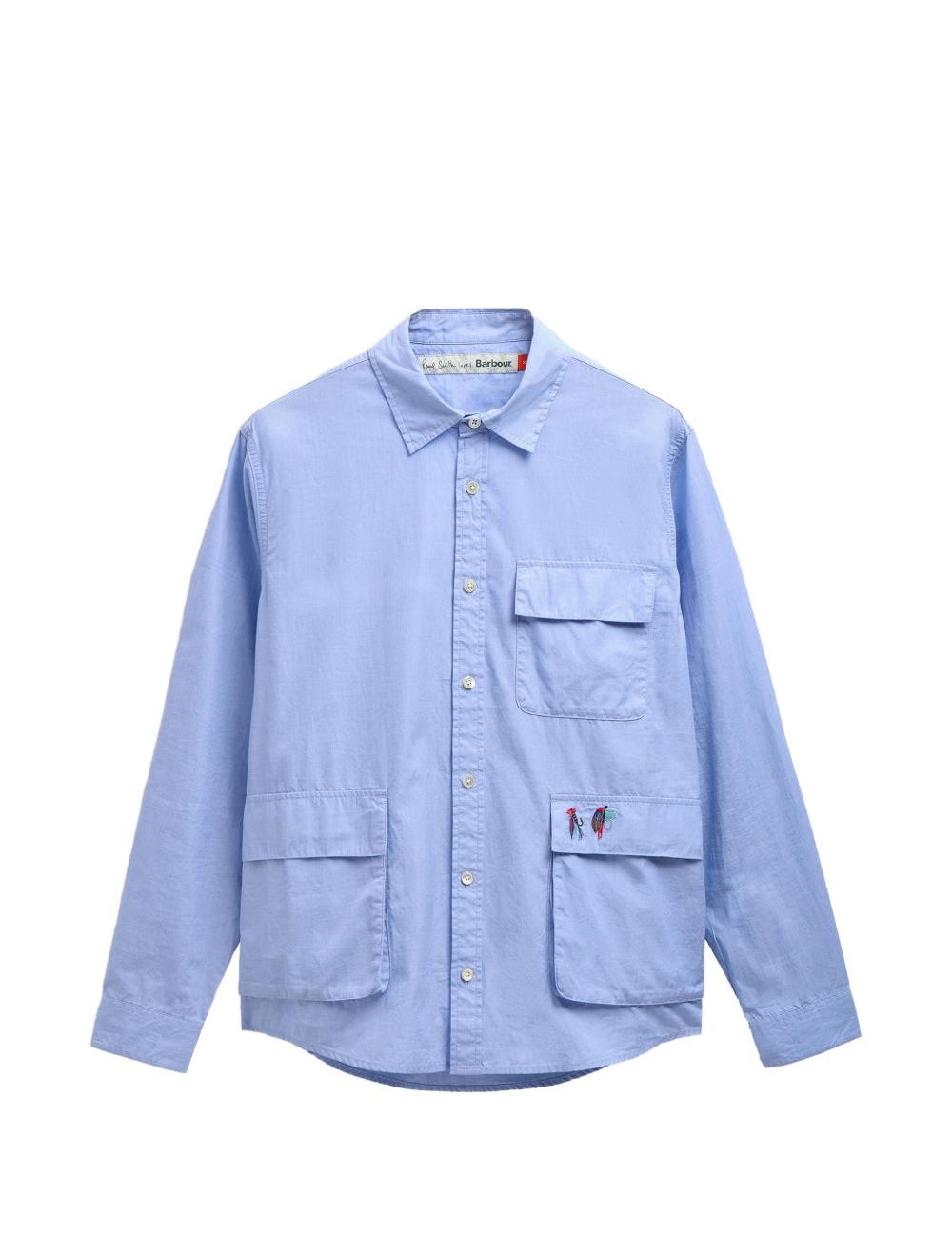 Camicia con ricamo e tasca sul petto in blu Barbour x paul smith - uomo 