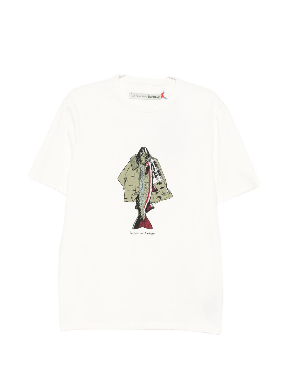 T-shirt con stampa grafica in bianco Barbour x paul smith - uomo 