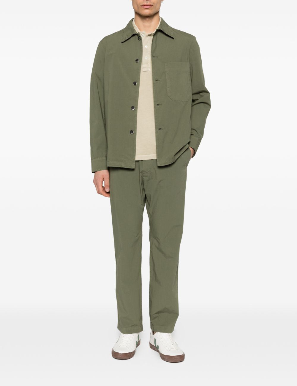 Camicia a maniche lunghe con tasca in verde Barena Venezia - uomo 