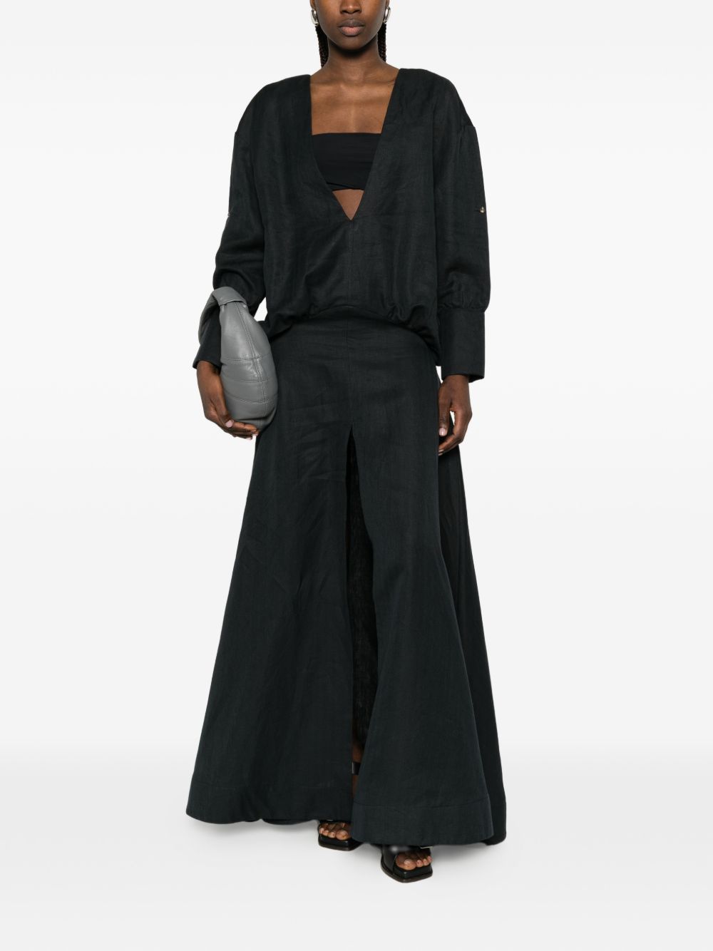 Abito lungo con scollo a V in nero Batakovic - donna 