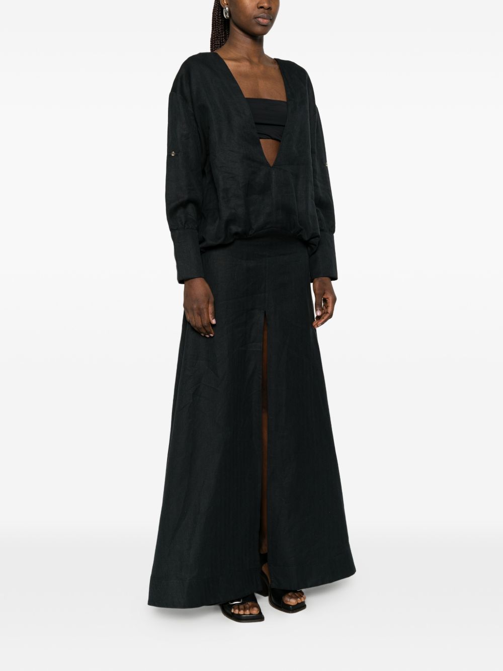 Abito lungo con scollo a V in nero Batakovic - donna 