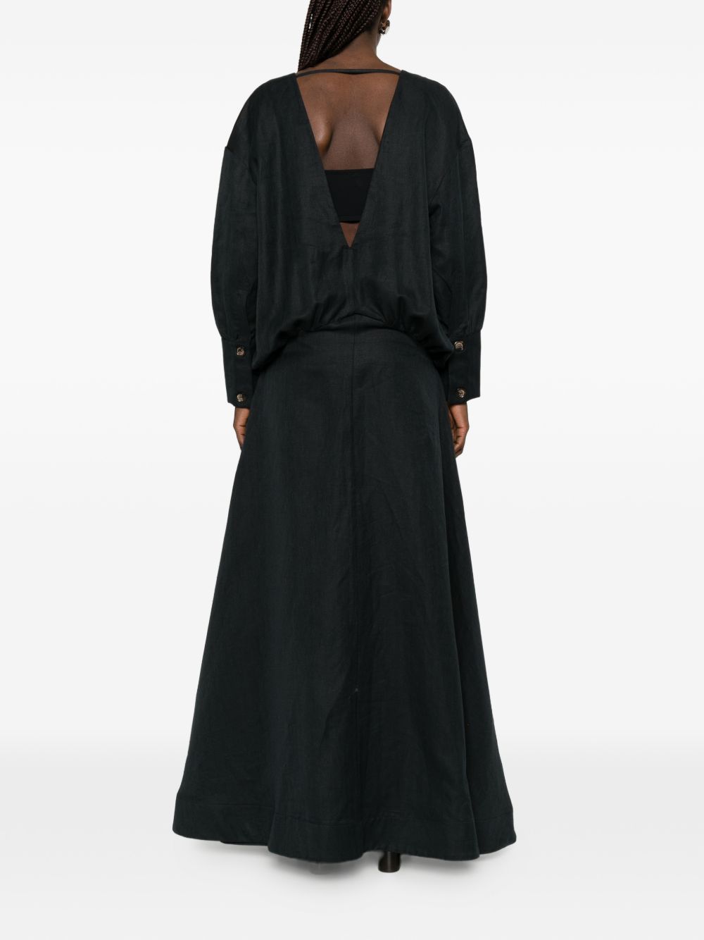 Abito lungo con scollo a V in nero Batakovic - donna 