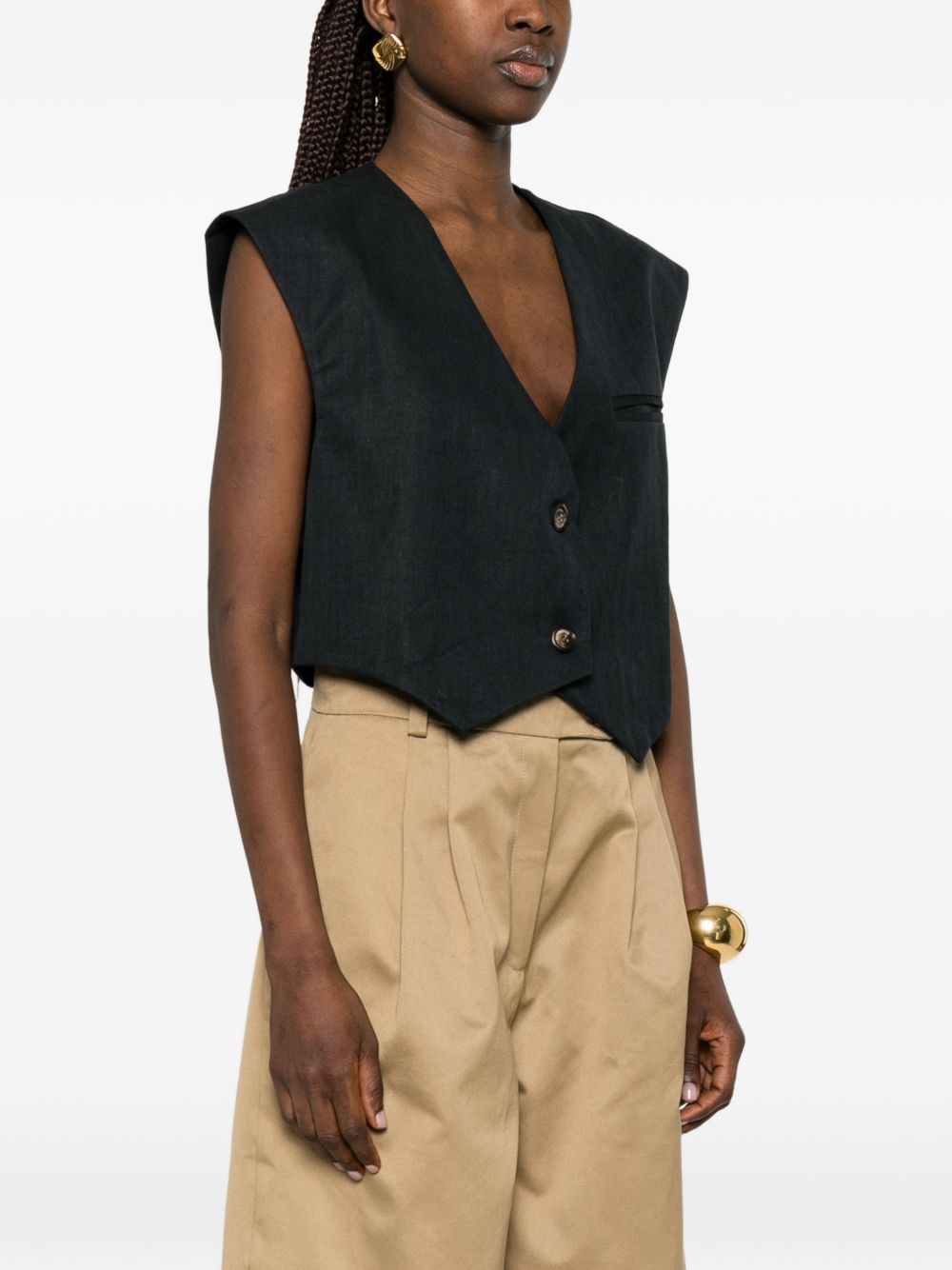 Gilet di lino con bottoni in nero Batakovic - donna 