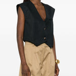 Gilet di lino con bottoni in nero Batakovic - donna 