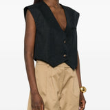 Gilet di lino con bottoni in nero Batakovic - donna 