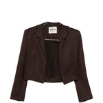 Blazer crop in lino in marrone Batakovic - donna 