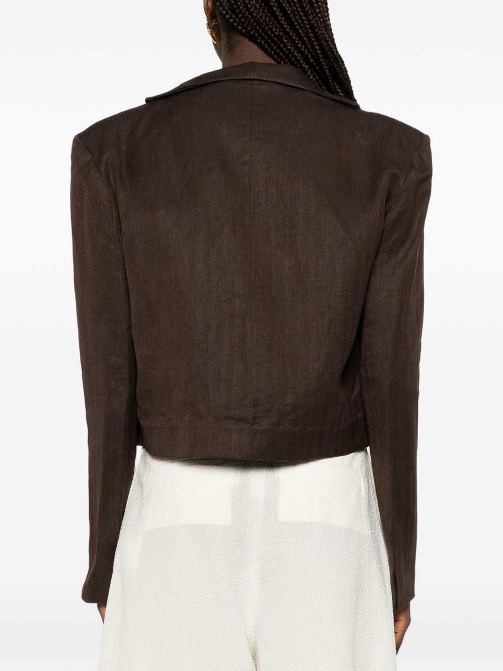 Blazer crop in lino in marrone Batakovic - donna 