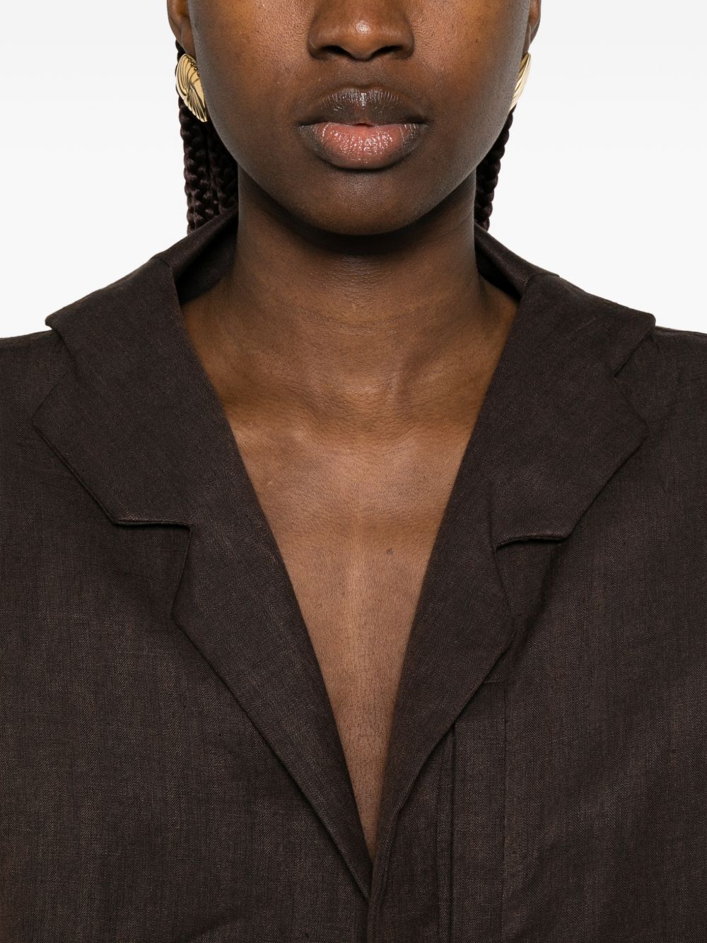 Blazer crop in lino in marrone Batakovic - donna 