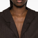 Blazer crop in lino in marrone Batakovic - donna 