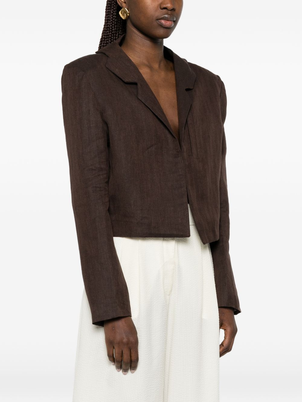 Blazer crop in lino in marrone Batakovic - donna 
