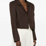 Blazer crop in lino in marrone Batakovic - donna 