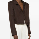 Blazer crop in lino in marrone Batakovic - donna 