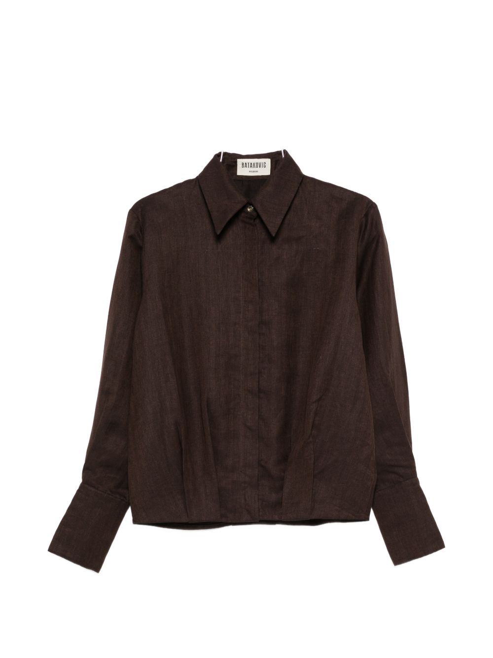 Camicia in lino con scollo a v in marrone Batakovic - donna 