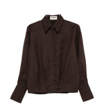 Camicia in lino con scollo a v in marrone Batakovic - donna 
