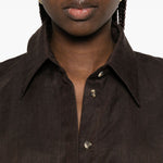 Camicia in lino con scollo a v in marrone Batakovic - donna 