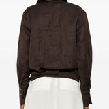 Camicia in lino con scollo a v in marrone Batakovic - donna 