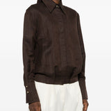 Camicia in lino con scollo a v in marrone Batakovic - donna 