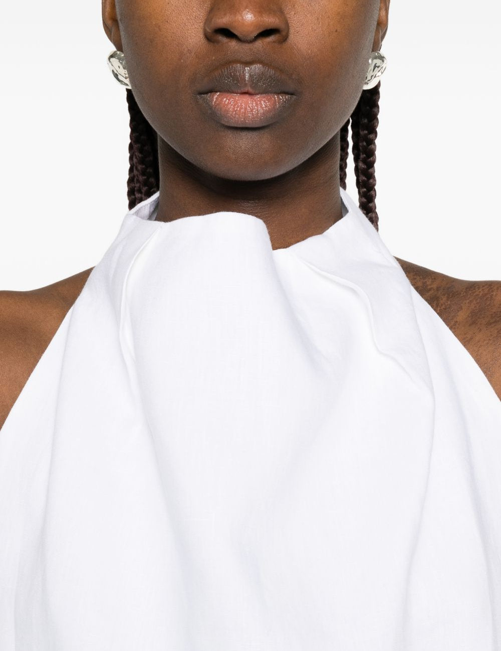 Top con scollo all'americana in lino  in bianco Batakovic - donna 