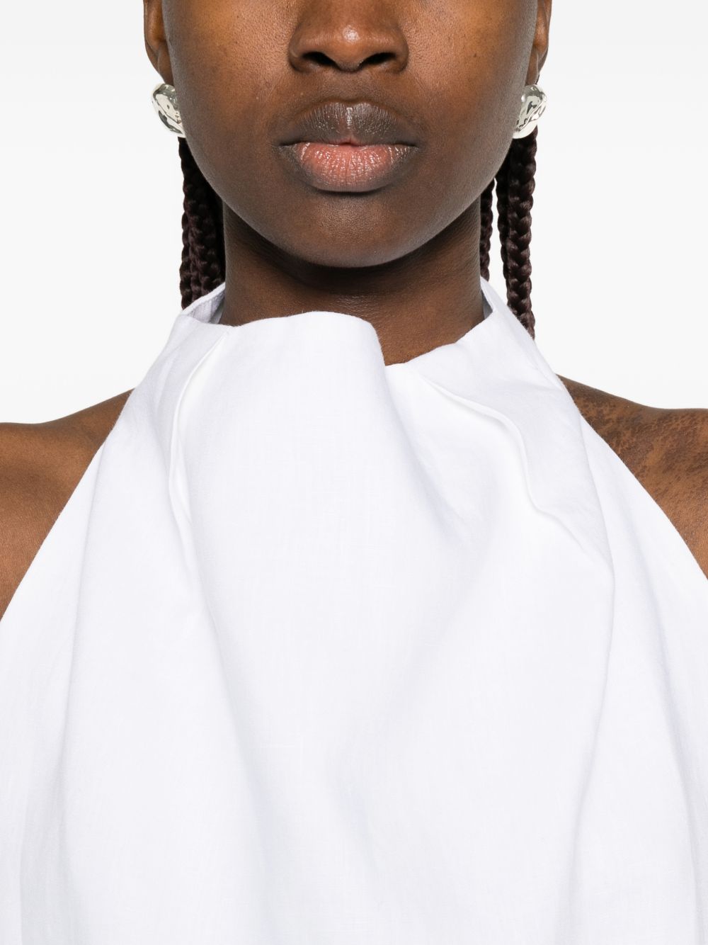 Top con scollo all'americana in lino  in bianco Batakovic - donna 