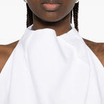 Top con scollo all'americana in lino  in bianco Batakovic - donna 
