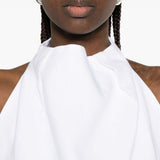 Top con scollo all'americana in lino  in bianco Batakovic - donna 