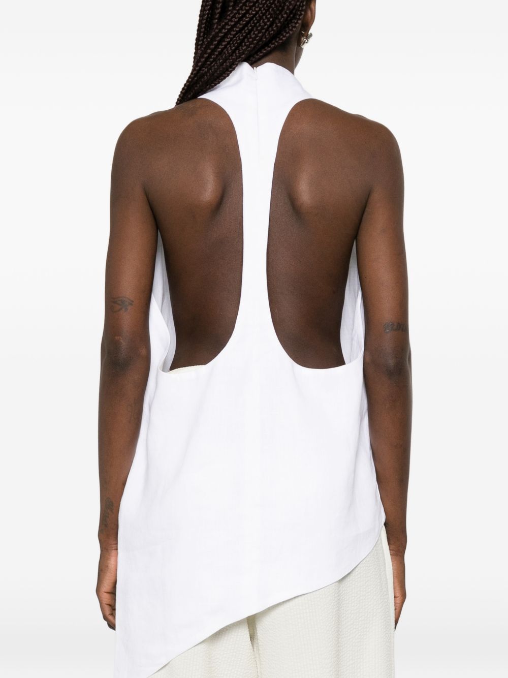 Top con scollo all'americana in lino  in bianco Batakovic - donna 