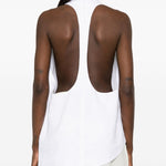 Top con scollo all'americana in lino  in bianco Batakovic - donna 