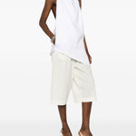 Top con scollo all'americana in lino  in bianco Batakovic - donna 